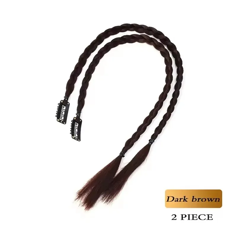 Synthetic 2pcs Braid Wig With Strong BB Clip Y2k Spice Girl Boxing Braid Ponytail Lightweight Box Braid Ponytail Piece for Women — image 11