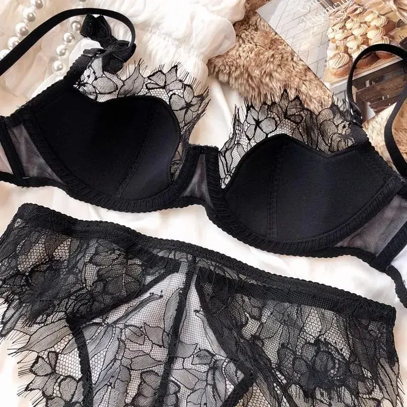 FrenchSexy Lace Leopard Satin Lingerie Suits Transparent Push Up Women Underwear W Cup Thin Cotton Female Bra Panties — image 5