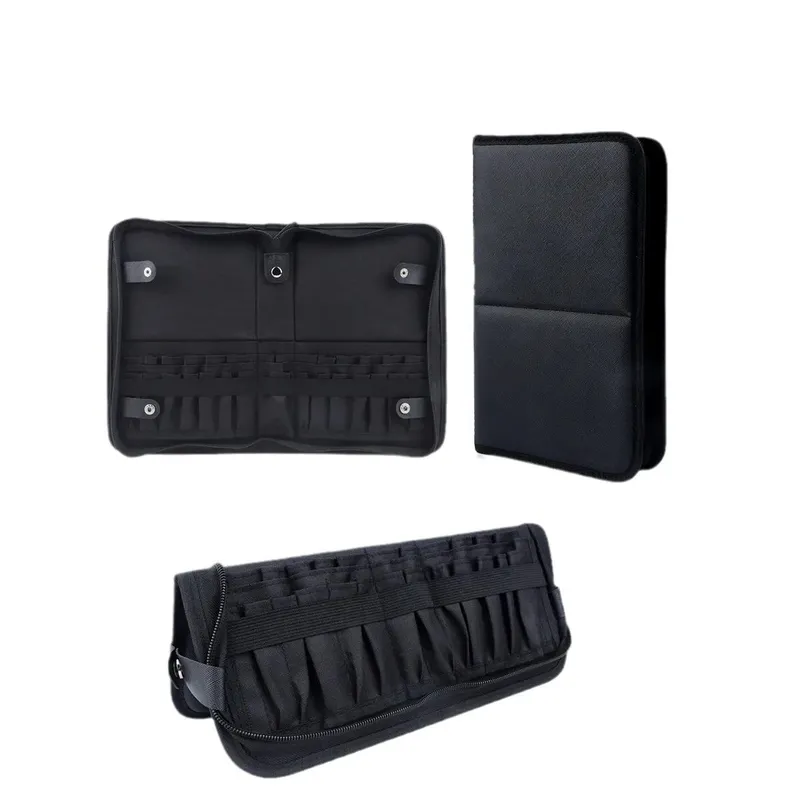 High Quality 14/23/29 Holes PU Cosmetic Makeup Brushes Pouch Portable Black Waterproof Oxford Beauty Brush Bag Organizer