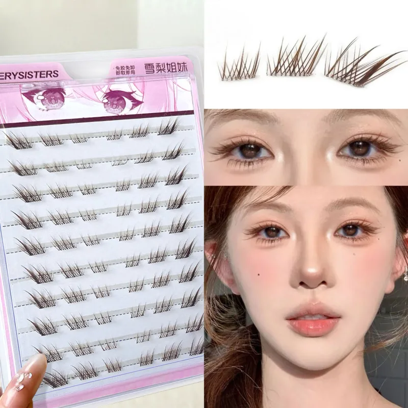 10 rzędów styl lisa Anime sztuczne rzęsy naturalne Curling 8-13mm kolczaste klaster segmentowe przedłużanie rzęs dla urody makijaż oczu