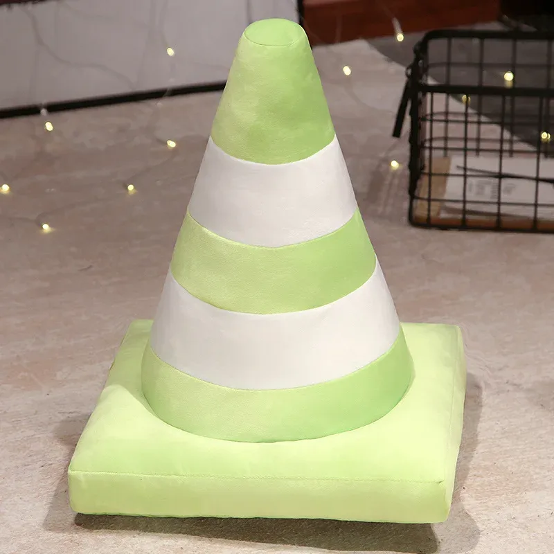 Roadblock Cushion Stuffed Soft Lifelike Plush Traffic Cone Road Construction Cone Pillow Kids Toys Home Decoration