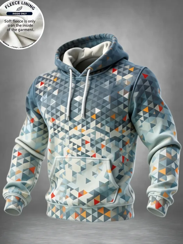 3D Print Fleece Hoodie Blue Spiral Grid Optical Illusion Pullover Long Sleeve Kangaroo Pocket Casual Sweatshirt Tops