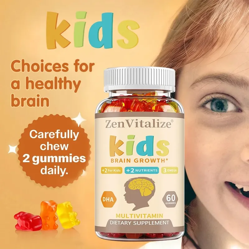 Kids Brain Development Gummies - with Omega 3 DHA Promotes Children's Brain Health Memory & Immune
