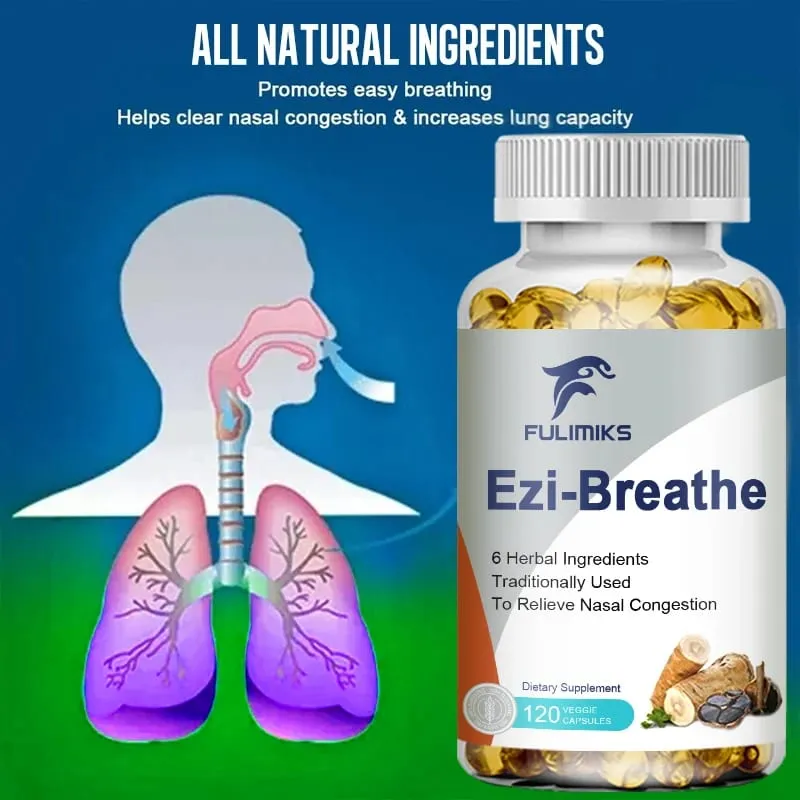 Respiratory & Nasal Health Capsules 6 Herbal Relieves Stuffy Nose Congestion Rhinitis & Supports Breathing Comfort