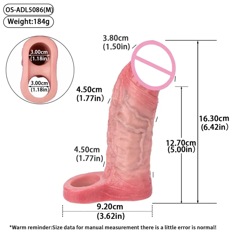 Penis Extender Device Cover Sleeve Girth Enhancement Pleasure Dildo Sheath Adult Sex Toys For Men Reusable Condom 18+