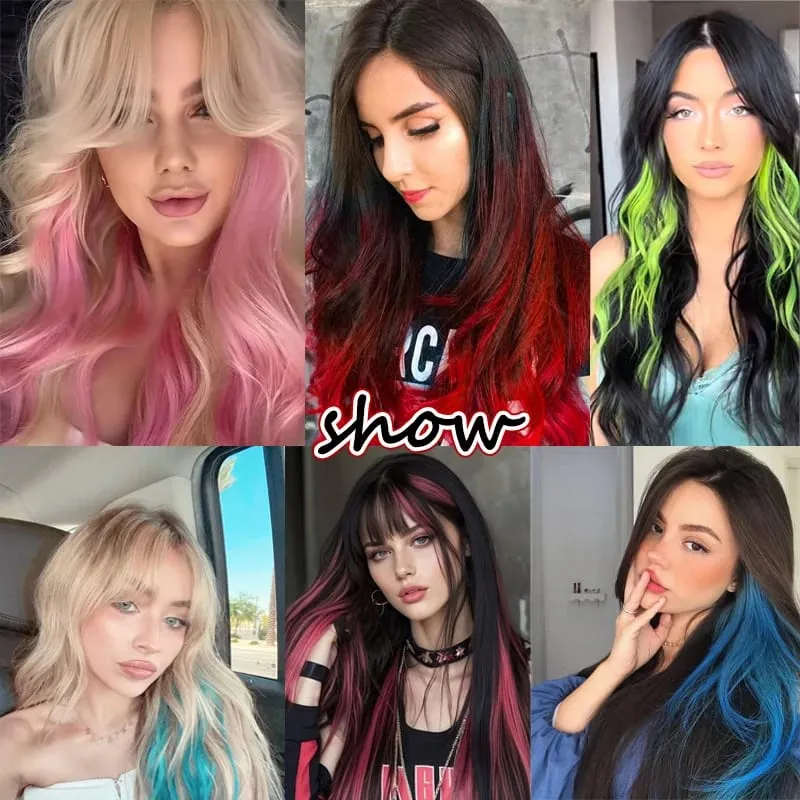Hair Clips Hair Extensions Wig Synthetic Long Straight Gradient Color Clip-in Hair piece Hair Clips for Hair for Women Wear — image 7