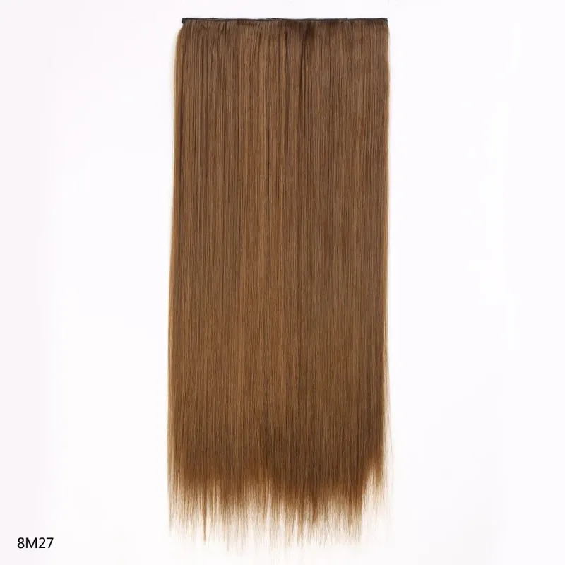 Long Straight Hair Clip In Hair Extension 5-Clips One Piece Natural Looking Synthetic Hairpiece for Women Ladies Daily Use