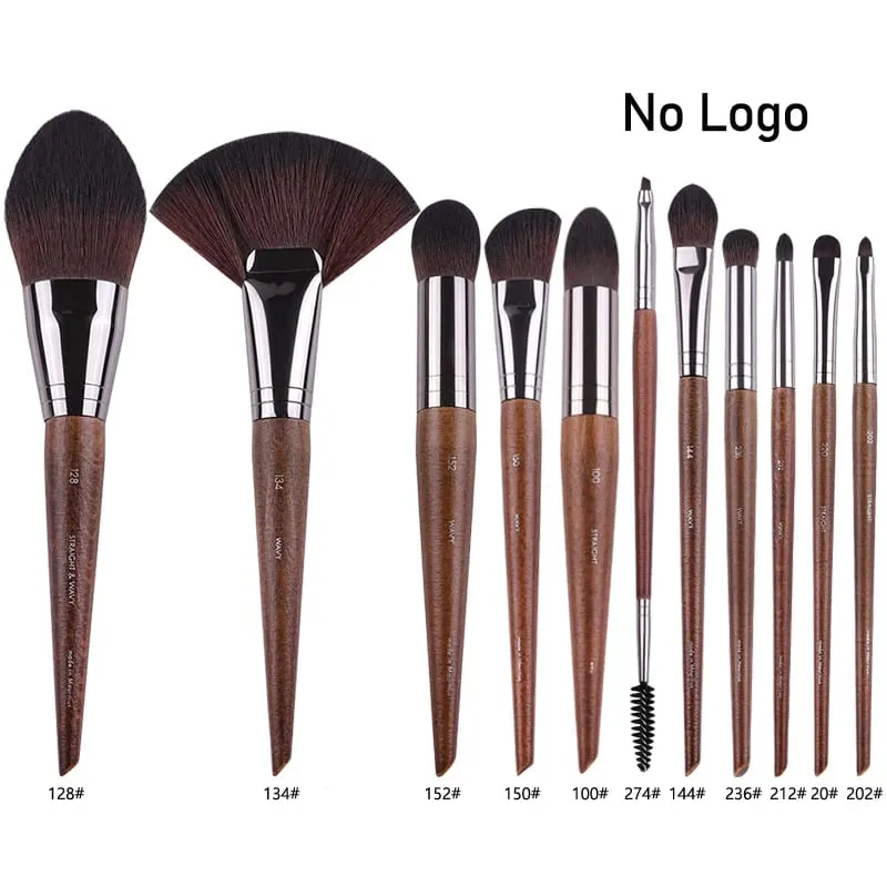 Naturligt træ Øjenmakeup børster hele sæt Pro Crease Øjenskygge Make-up kit smudge highlighter øjenbryn Læbevippebørste praktisk