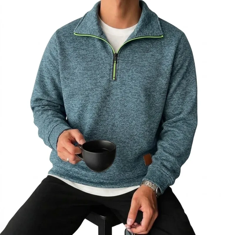 Men's Long Sleeve Half Zipper Sweatshirts Solid Pullover Luxury Zip Up Hoodies Casual Mens Coats Gym Man Quarter Zip Poleron