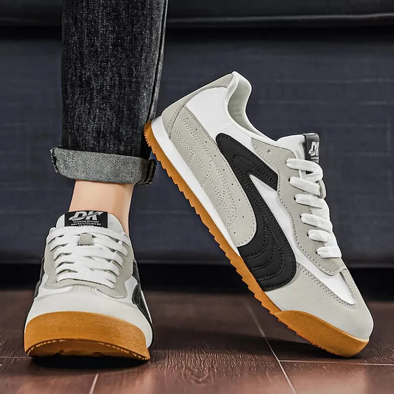 Low-Top Retro German Training Shoes for Men Color-Blocked Breathable Soft-Soled Casual Sneakers