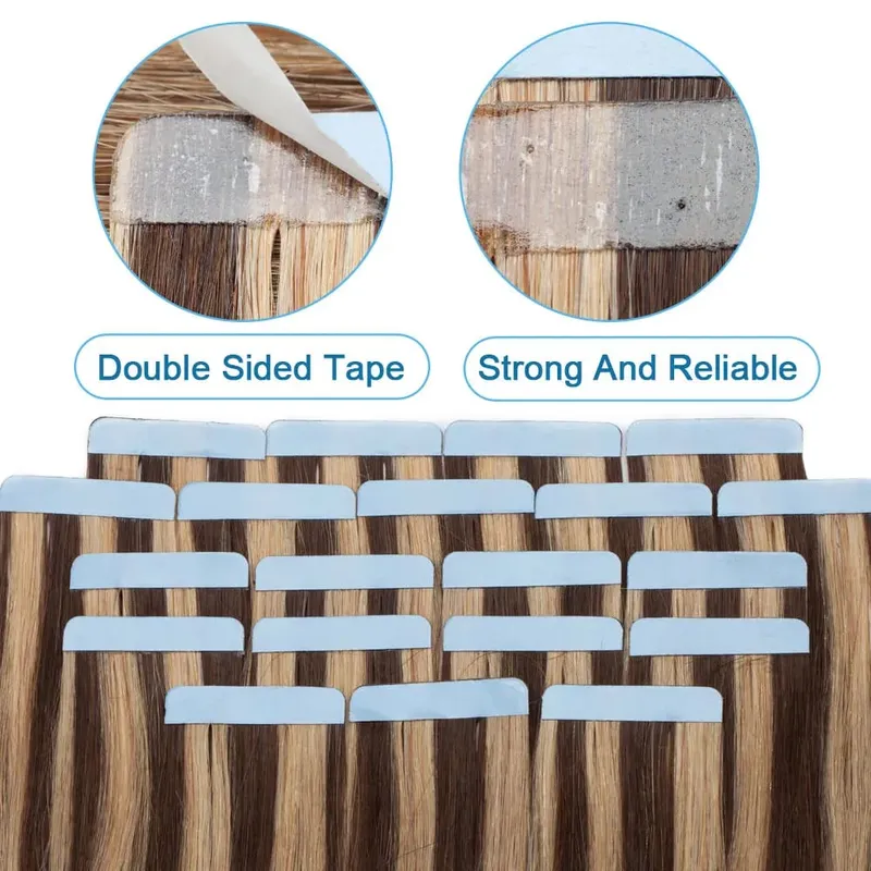 Double Stitched Tape in Human Hair Extensions Straight Invisible Seamless Skin Weft Tape In Hair Extensions For Women