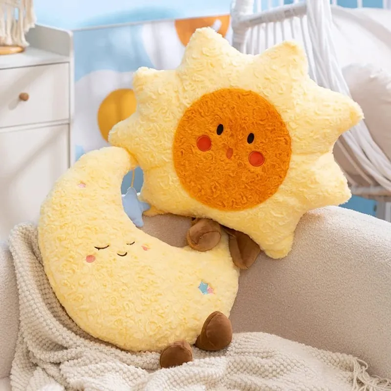 45cm Cute Plush Home Decorative Cushion Pillow Stuffed Sun Moon Plushies Huggable Sleep Pillow Girl Gift