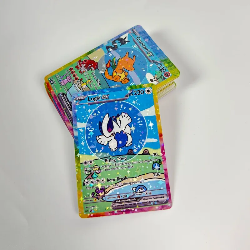 Shiny 55Pcs Cute DIY Card Proxy Pokemon My bubble friends Holographic Anime Version Classical Collection Cards Eevee Charizard