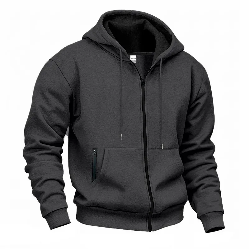 New 2026 Men's Autumn Casual Solid Long Sleeve Zipper Hooded Sweatshirt Coat Male Fashion Outdoors Sportswear Hoodies Jackets — image 42