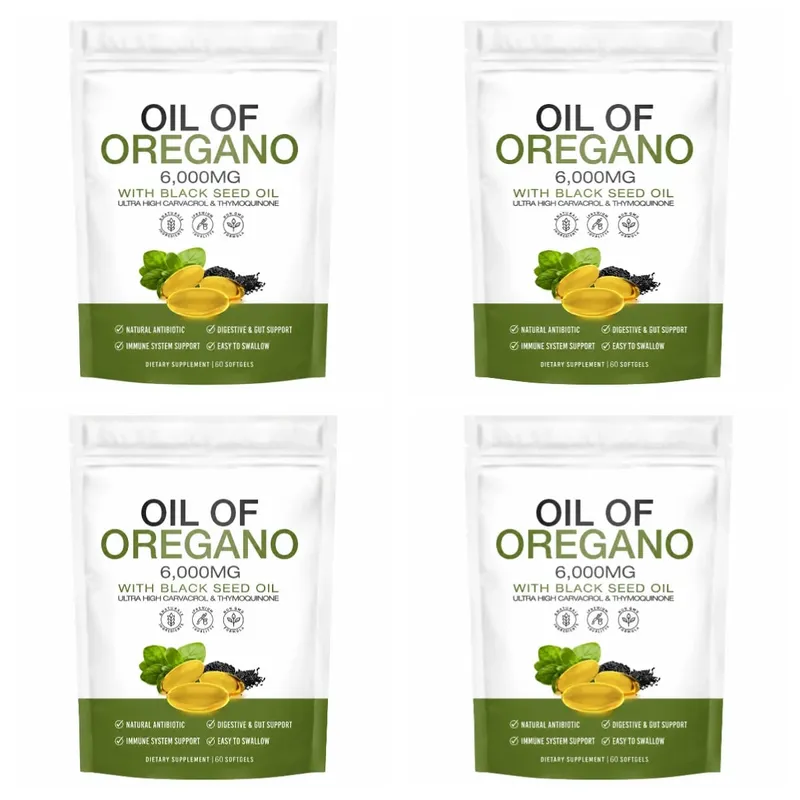 Oil of Oregano Softgels with Black Seed Oil 6000mg Carvacrol Thymoquinone For Immune Gut Digestive Support Adult 60 Softgels
