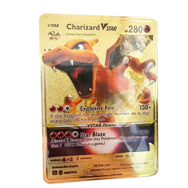 Pokemon Card Vmax Metal Pokémon Letters Pikachu Gx Mewtwo Charizard Vstar Anime Games Toys Golden Iron Playing Cards Kids Gifts — image 12