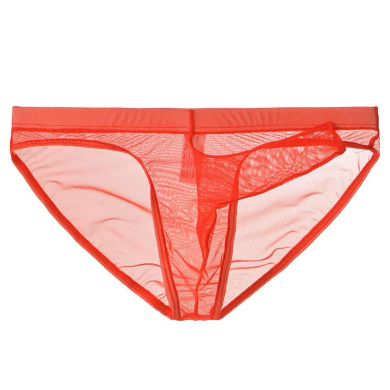 Men Underwear Mesh Transparent Elephant Nose Briefs Thin Lightweight Quick Dry Low Waist Breathable Underpants