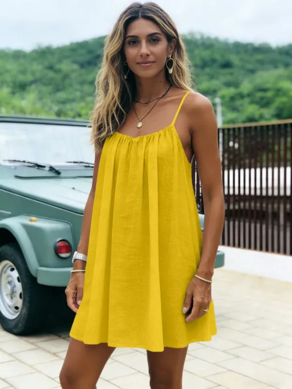 New Women's Off-Shoulder Loose Dress Pure Color Strap Casual Fashionable Summer Gown Cross-Border Loose Fit Maxi Dress — image 5