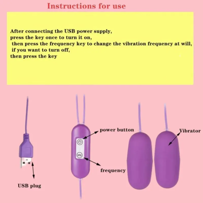 Powerful Double Vibrating Bullet Egg G Spot Clitoral Stimulator USB Rechargeable Waterproof Sex Toy for Women