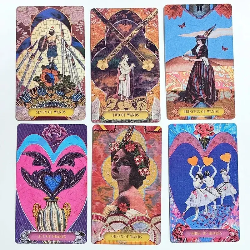 Double-embossed The Zerner-Farber Tarot Deck 10.5*6cm 78 Pcs Collage Art Tarot Cards Spiritual Divination Tool in Rigid Box