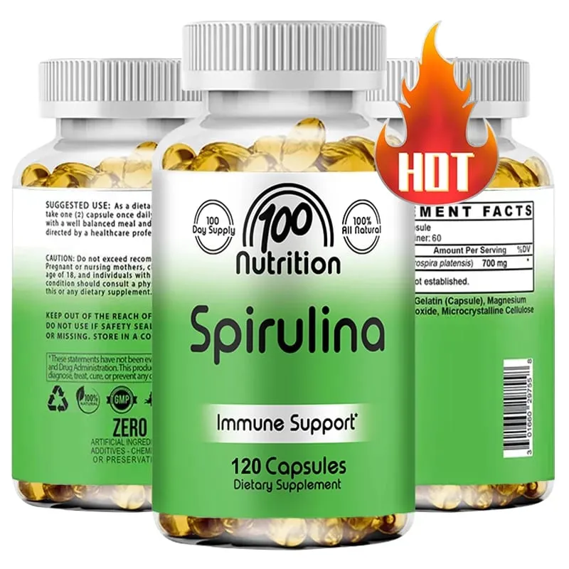 Spirulina Softgels Organic Superfood Algae - Supports Cardiovascular and Immune System Health Powerful Antioxidant — image 1