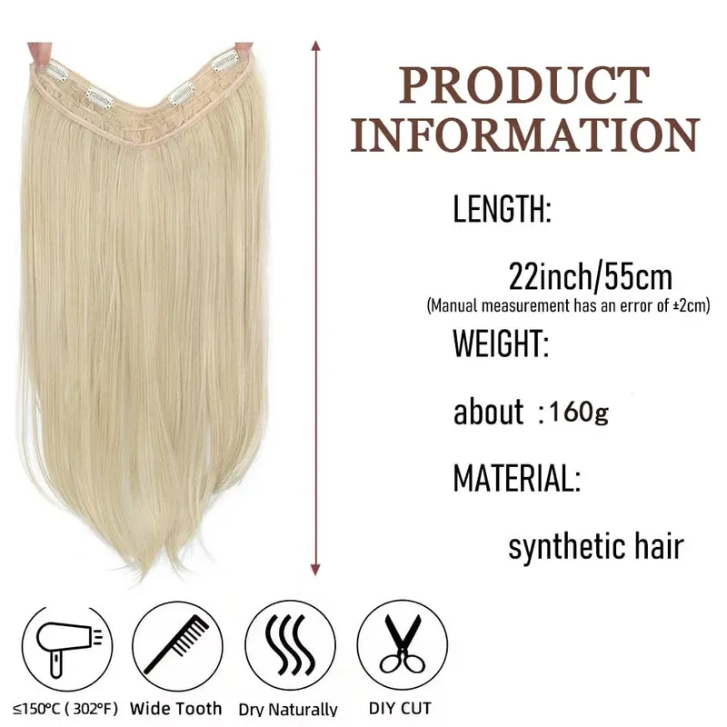 Synthetic Wig Women's Traceless Invisible U-shaped Layered Straight Hair With Inner Buckle Long Curly Hair Natural — image 3