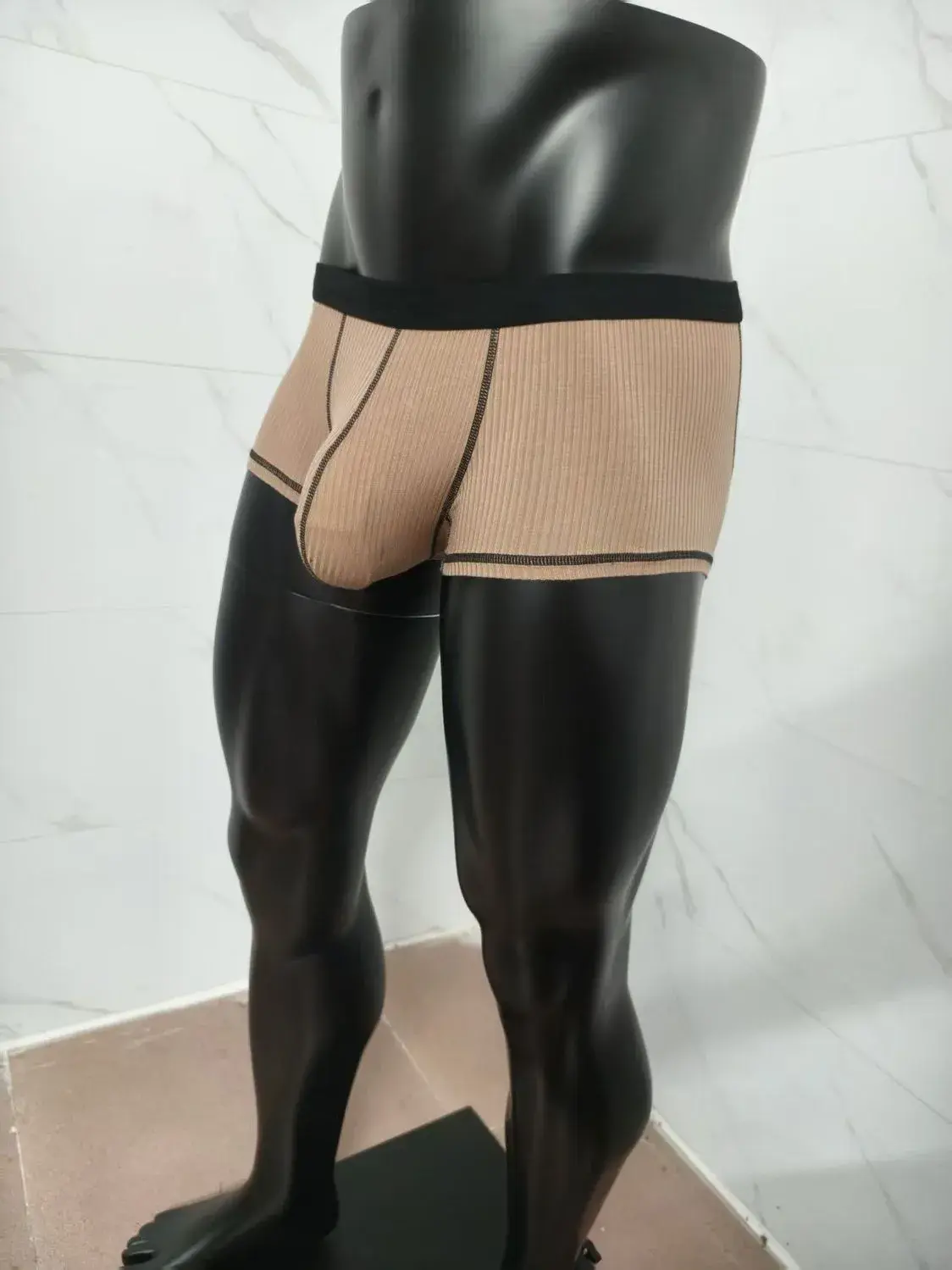 Men's underwear with large scrotal pocket and large stretch flat-leg pants