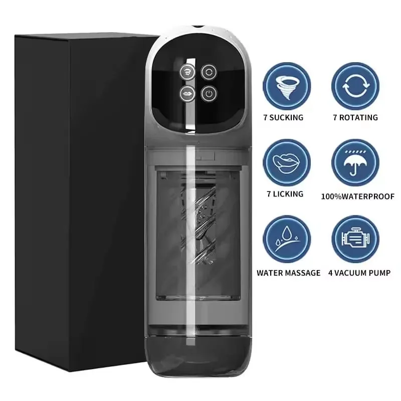 Newly Upgraded Automatic Male Masturbator with Thrusting Rotating Vibrating Sucking Licking Modes Pocket Pussy Sex Toys for Men