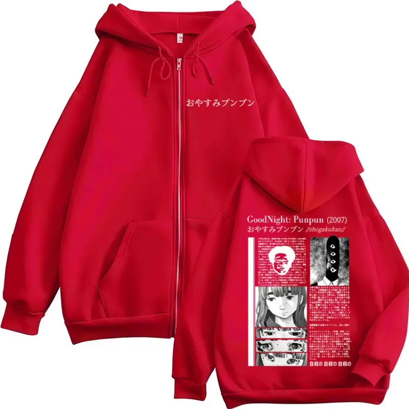 Oyasumi Goodnight Punpun Aiko Tanaka Manga Zipper Hoodies Men Women Clothing Fashion Oversized Zip Up Hooded Sweatshirts Jackets