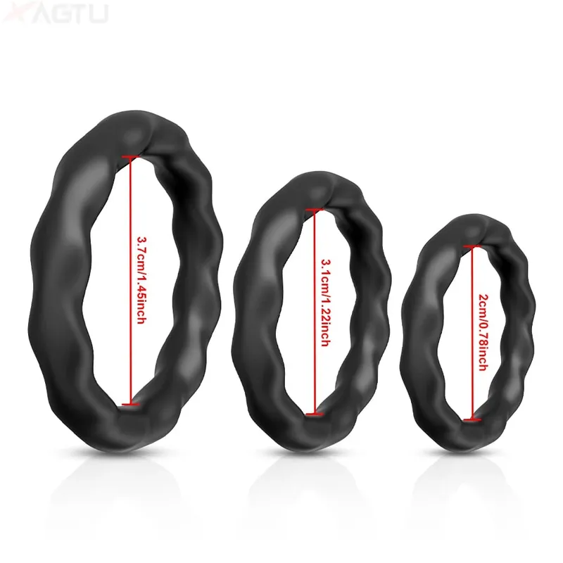 3 PCS Sizes Silicone Penis Rings Male Cock Ring for Erection Enhancing Long Lasting Stronger Adult Sex Toys for Men Couples 18+