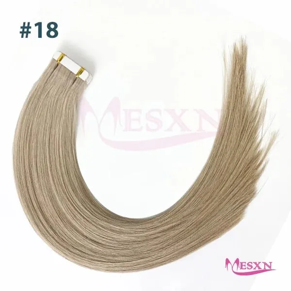 Tape In Hair Extensions 100% Real Human Hair Tape Weft InsInvisible Soft 16"-24" Brown Blonde 613 For Salon