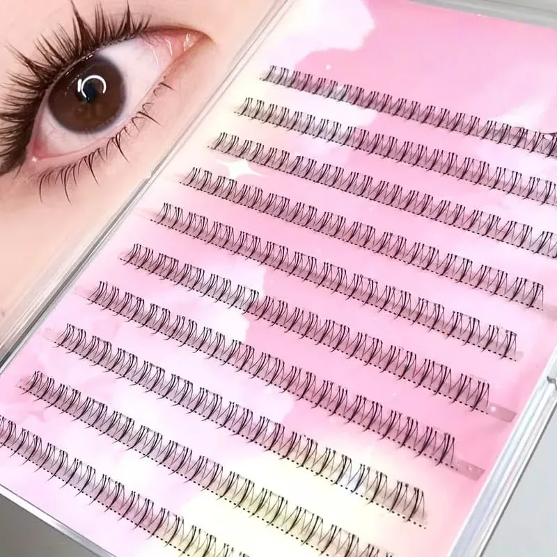 120pcs Self-Adhesive Small Flame Lower Eyelashes & 80pcs Glue-Free Fairy Lower Lashes 5mm Length Each for Eye Makeup