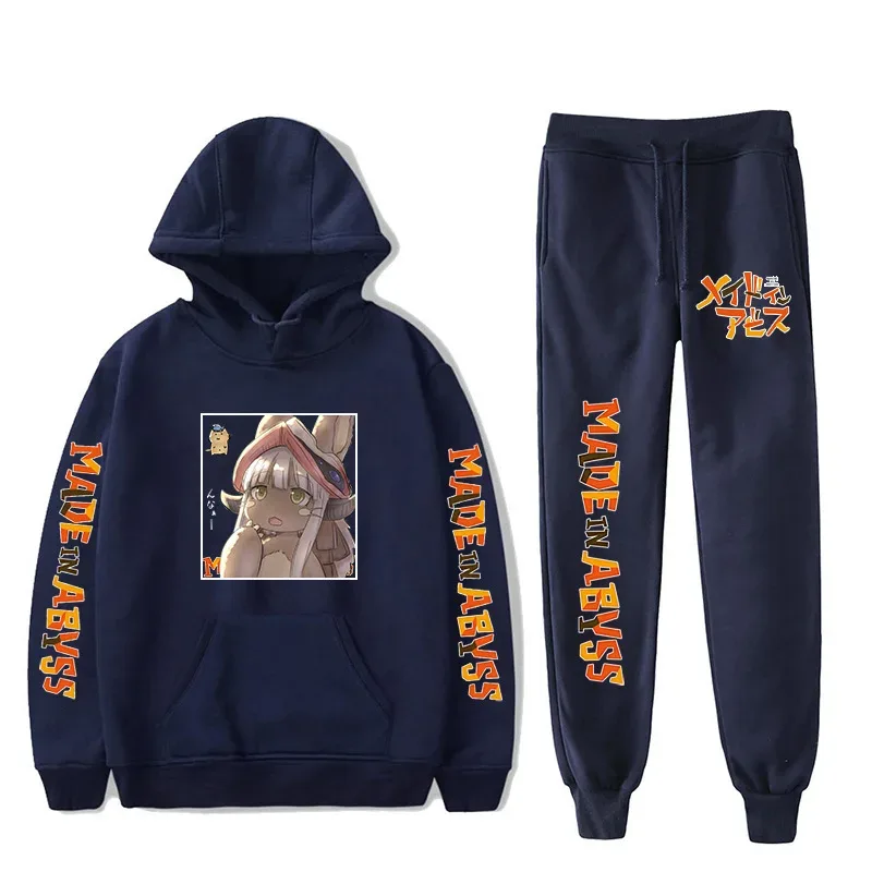 Harajuku Comfortable Made in abyss Print Sweatshirt Sweatpants Suit Men/Women Hoodies+ Trousers Suit Cute 2 Piece Set Clothes — image 30