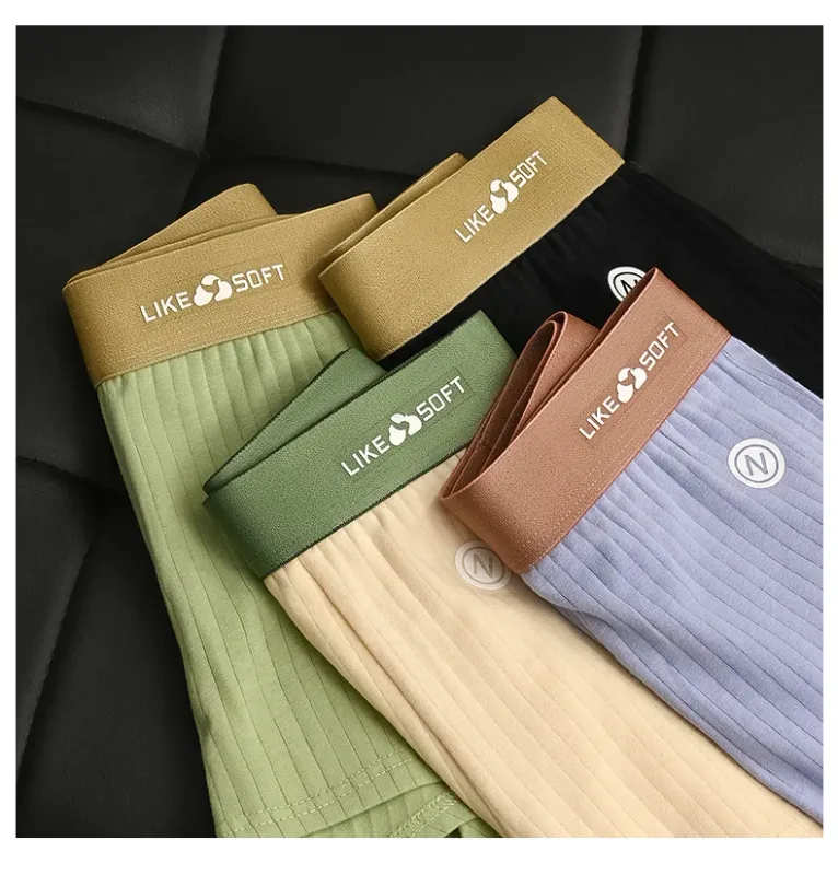 5Pcs Men Striped Boxer Briefs Soft Breathable Mid Waist Elastic Waistband Cotton Blend Men Underwear Shorts