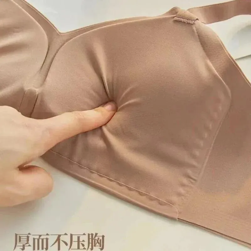 Thickened Steamed Bun Fixed Cup Integrated External Expansion Underwear Women's Flat Chest Small Chest Gathered Big Bra Bras