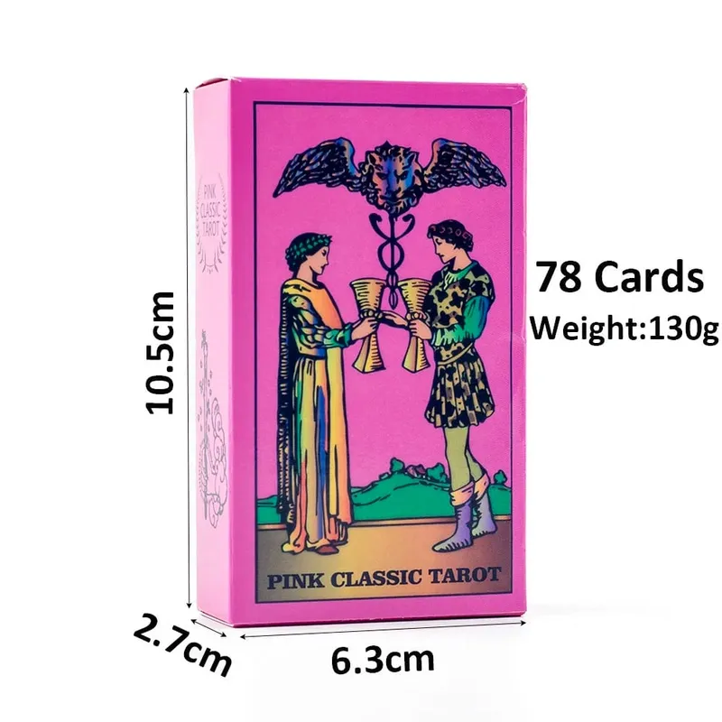 10.3*6ซม.สีชมพูนีออนสไตล์Tarot Deck 78ชิ้น-Classic Rider-Waite Smith Vibrant Trippyการ์ด