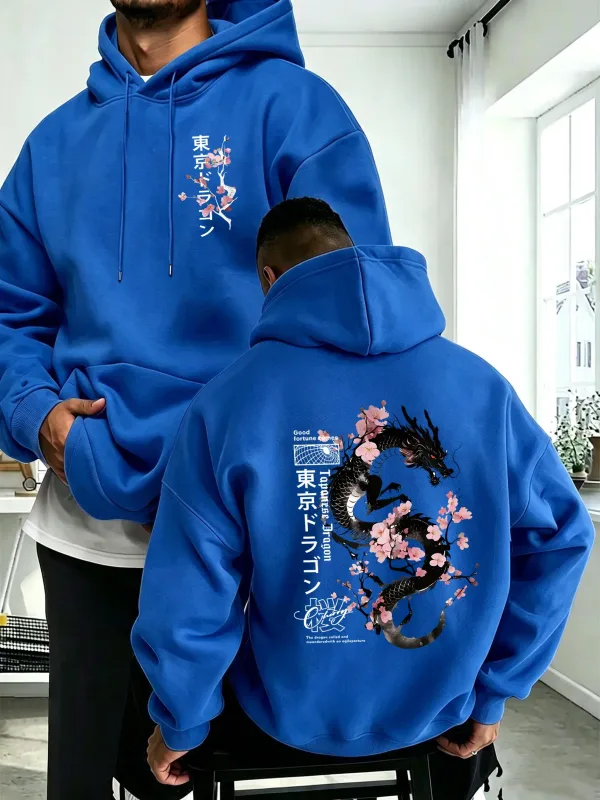 Japanese Tokyo Sword Cherry Blossom Printing Men'S Hoody Autumn Loose Hoodies Casual Fleece Sportswear Comfortable Pullovers