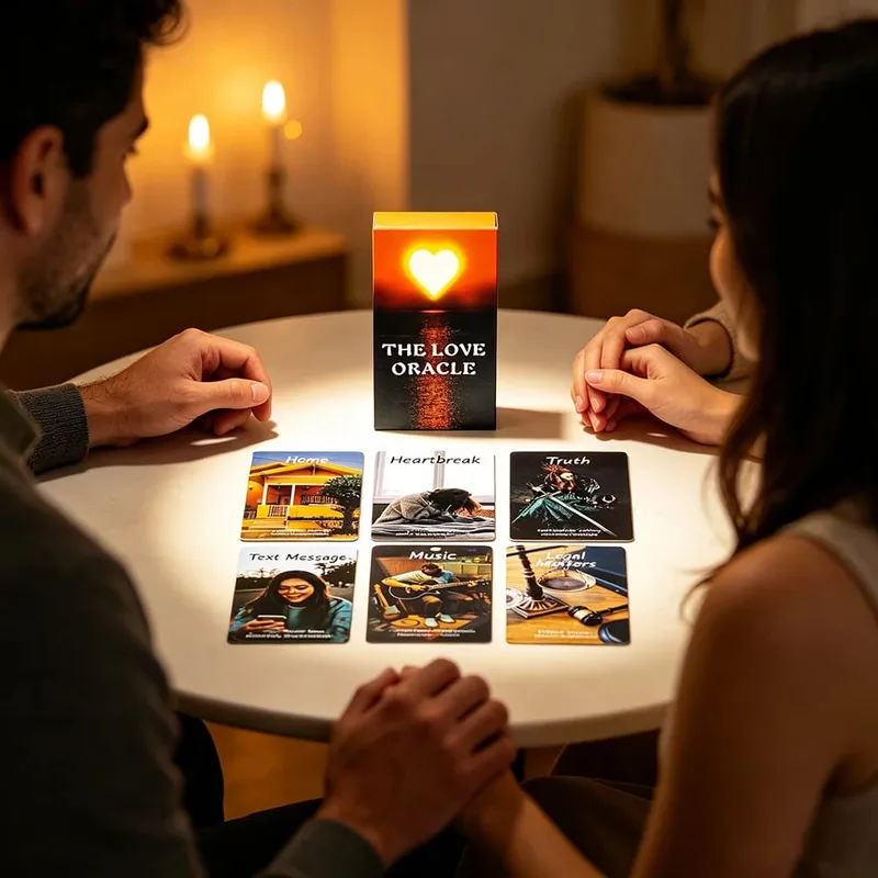 The Love Oracle Cards 54 Cards Sunset Heart Design Love Relationship Oracle Cards Romance Divination Card For Couple Soulmate