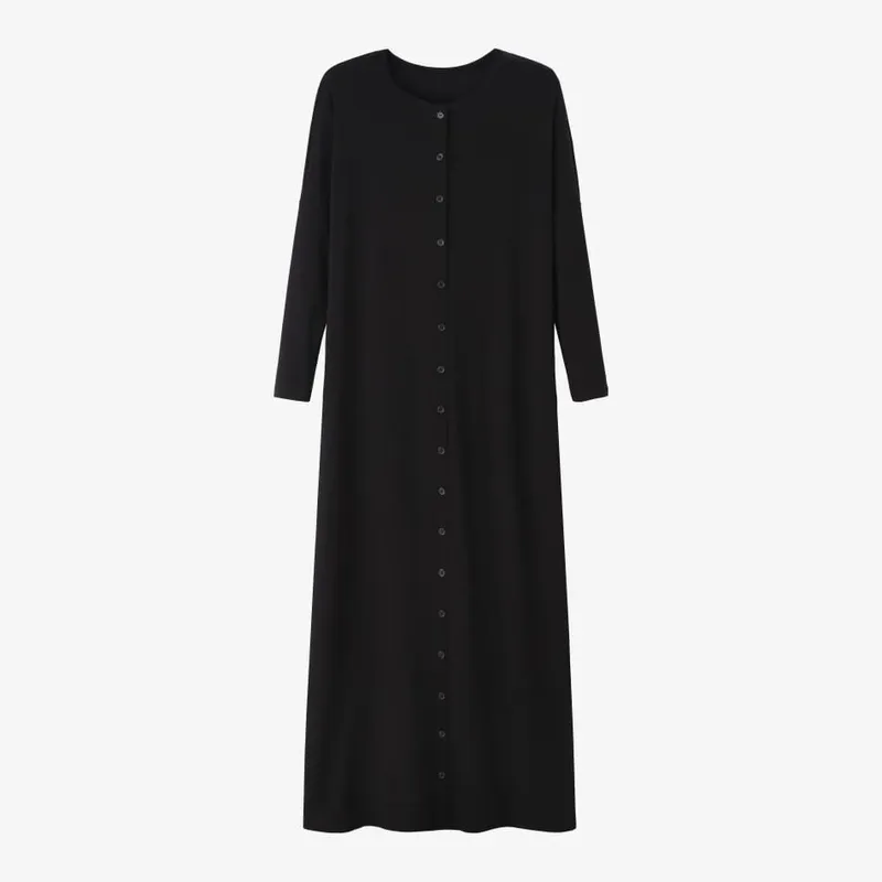 AS SS26 summer loose style button dress comfortable ribbing fabric dress o-neck lady clothes