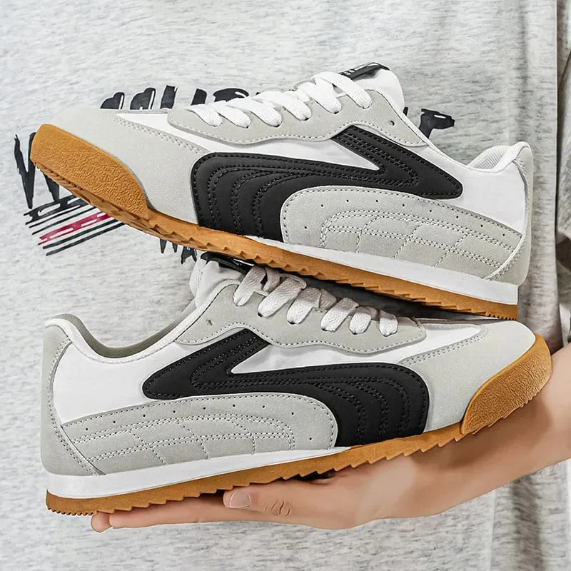Low-Top Retro German Training Shoes for Men Color-Blocked Breathable Soft-Soled Casual Sneakers