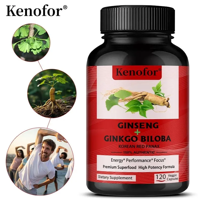 Ginkgo Biloba 1000mg Capsules - With Vitamin B & Zinc Brain Health & Memory Support Gluten-Free Non-GMO Vegan Supplement