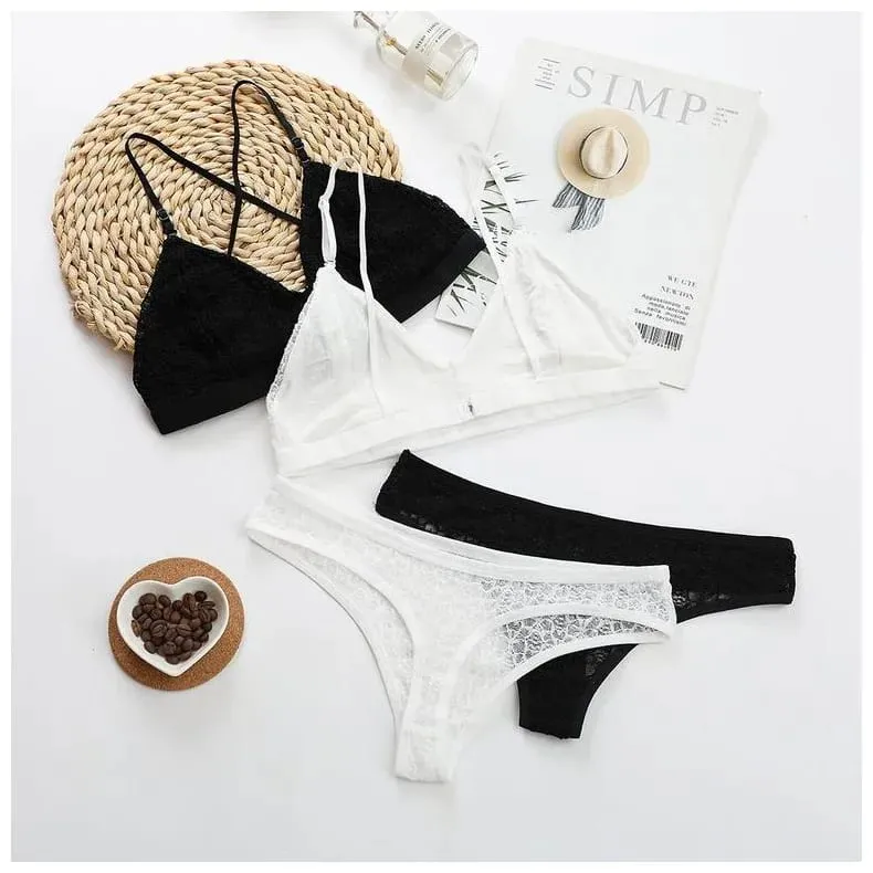 French Sexy Lingerie For Women Thin Design Without Steel Rims Or Chest Pads Gathering Lingerie Women's Bra Set