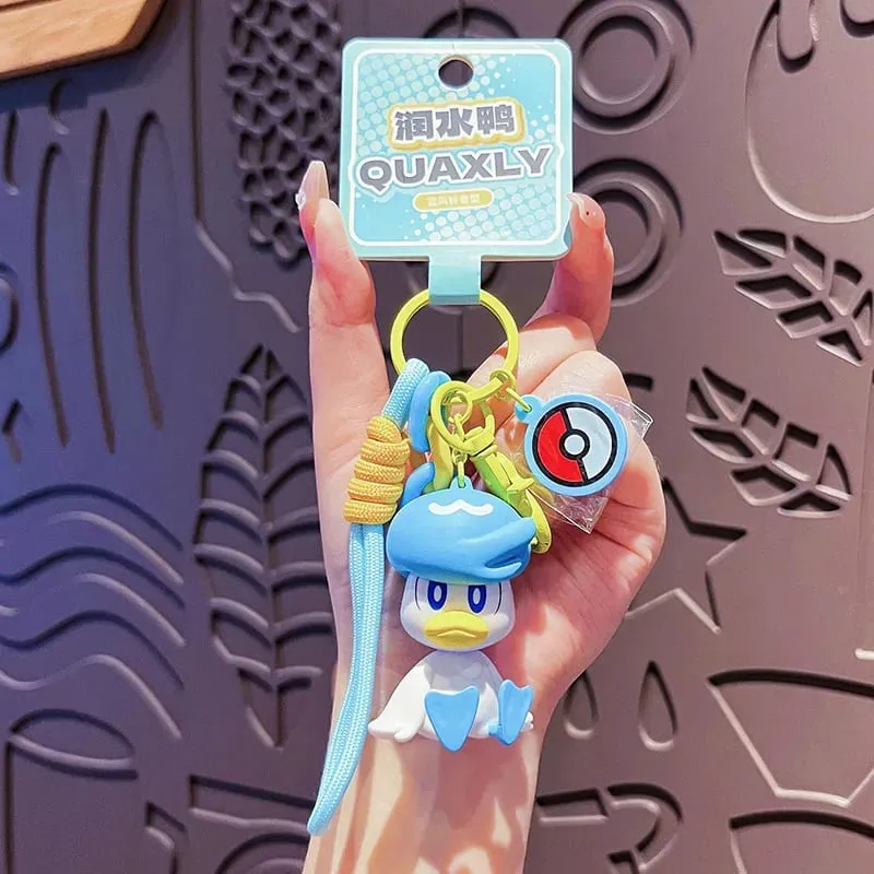 ของแท้พวงกุญแจ Pokemon Pikachu Gengar Sylveon Sprigatito Quaxly Fuecoco อะนิเมะ Action Figure ของเล่นพวงกุญแจกลิ่นหอมจี้