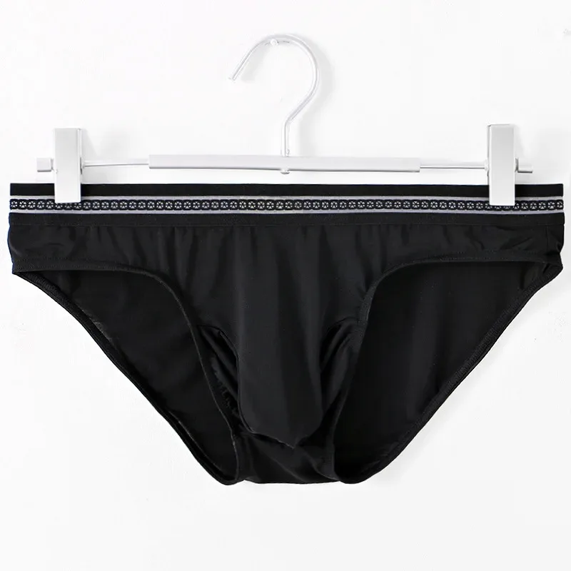 1/3PCS Men's Ice Silk Briefs Ultra-thin Quick Dry High Elastic Lace Waistband Panties Sexy Seamless Breathable Bikini Underwear