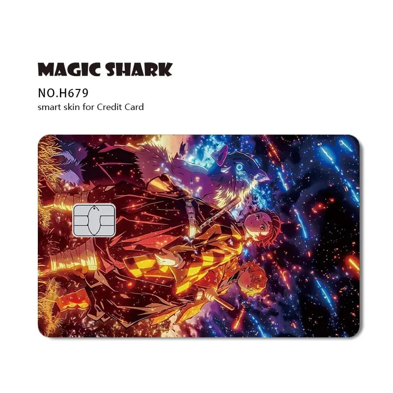 Magic Shark 2026 New Hot Demon Slayers Anime Shinny Holographic Laser Skin Cover Sticker Film for Debit Credit Bank Card