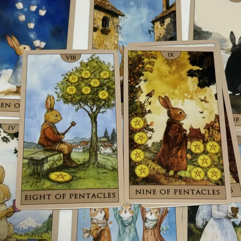 Rabbit Tarot Deck 78pcs Board Games English Watercolor Cards Cute Divination Cards — image 2