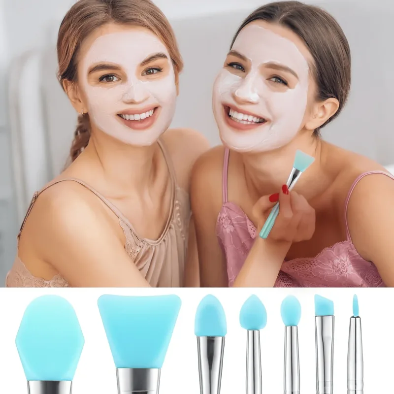 7Pcs Silicone Makeup Brush Set Multi-functional Silicone Face Mask Applicator Brush Facial Mask Mud Mixing Brushes Beauty Tool — image 3