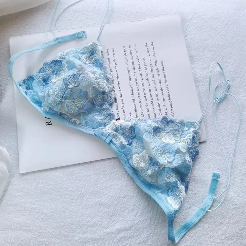Wireless Minimizer Bralette Set Large Bust French Style Triangle Cup Lace Lingerie Pure Comfort Sexy Sheer Underwear Set Women
