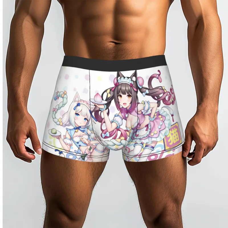 Anime N-Nekopara Chocola Vanilla Underwear Men Printed Game Boxer Briefs Shorts Panties Soft Underpants