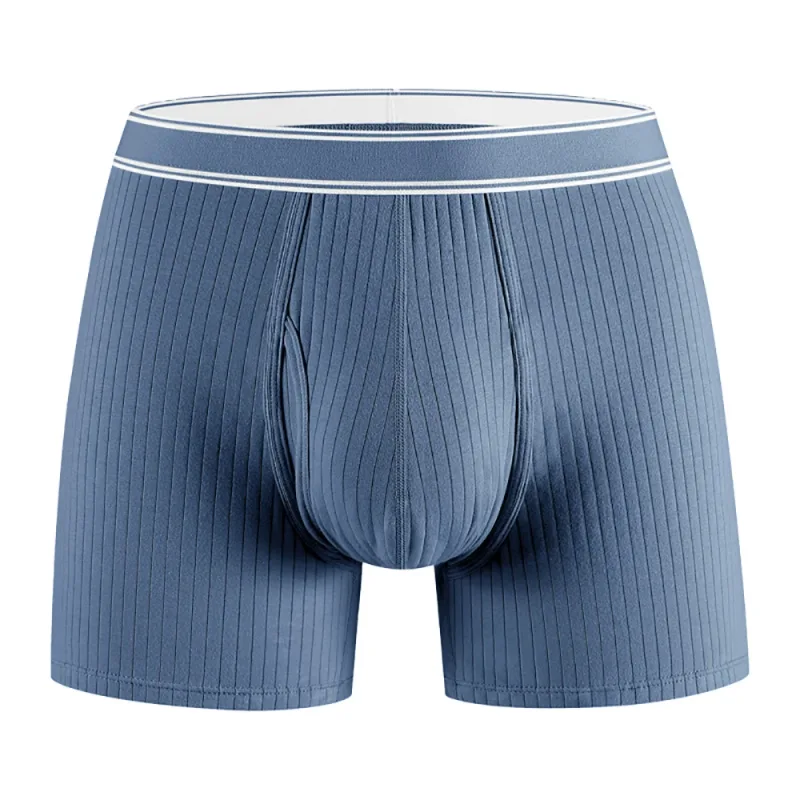 3PCS/Pack 100% Cotton Solid Striped Man Undrewear Lengthen Breathable Fitness Boxers Hombre Crotch Side Opening Men's Underpants